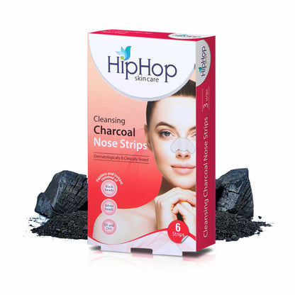 HipHop Blackhead Remover Nose Strips for Women (Activated Charcoal, 6 Strips) + Instant Makeup Remover Wipes (Micellar water, 30 Wipes)