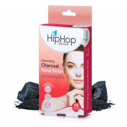 HipHop Blackhead Remover Nose Strips for Women (Activated Charcoal, 10 Strips) + Facial Wax Strips (Argan Oil, 20 Strips)