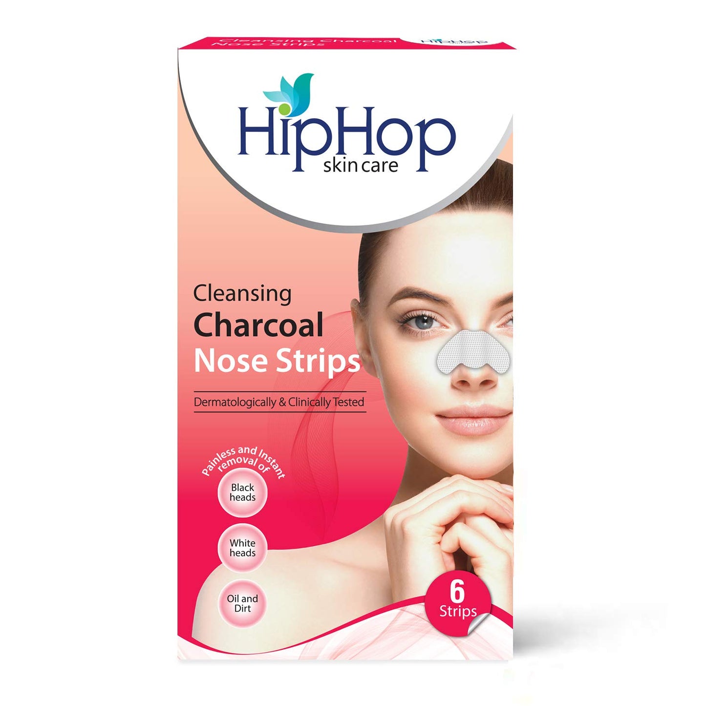 HipHop Blackhead Remover Nose Strips for Women (Activated Charcoal, 6 Strips) + Brightening Mud/Face Mask (Orange Peel Extract, 100 ml)