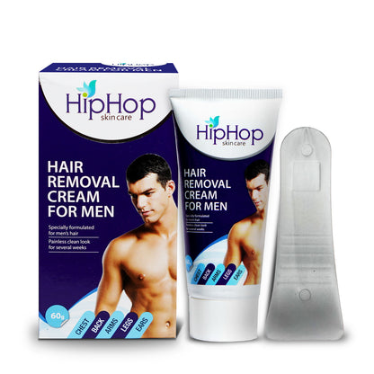 HipHop Body Wax Strips (Aloe Vera, 8 Strips) + Hair Removal Cream for Men (60gm)